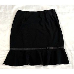 Pantology Knee Length Skirt Solid Black Size 10 Women's